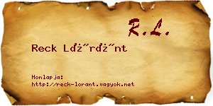 Reck Lóránt névjegykártya
